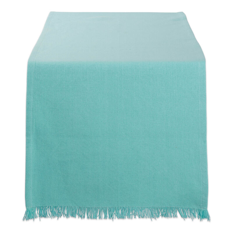 14" x 72" Aqua Blue Fringed Rectangular Table Runner