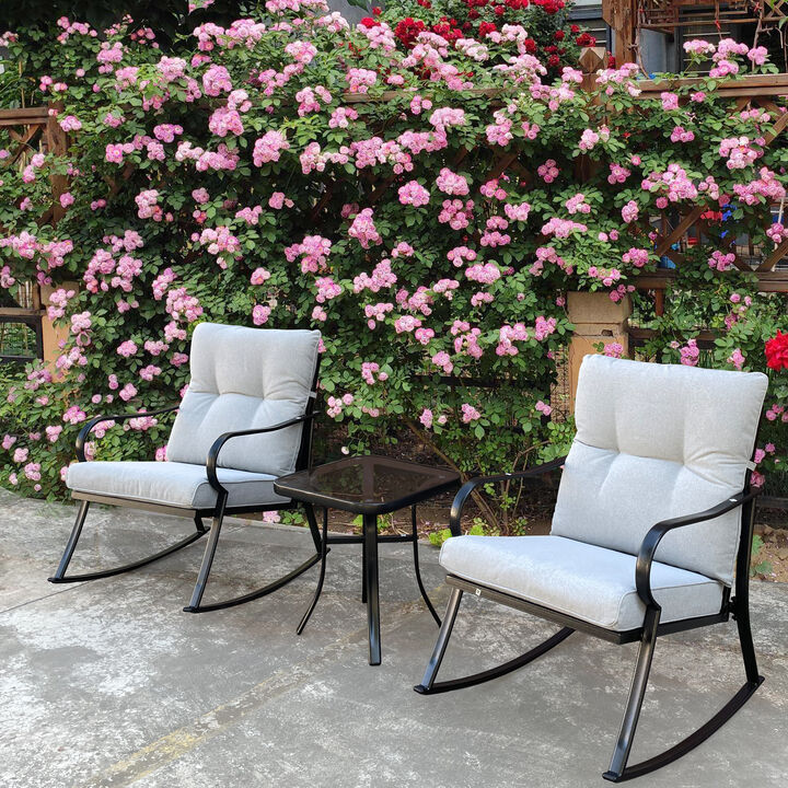 Rocker S Chair And Teapoy Offwhite