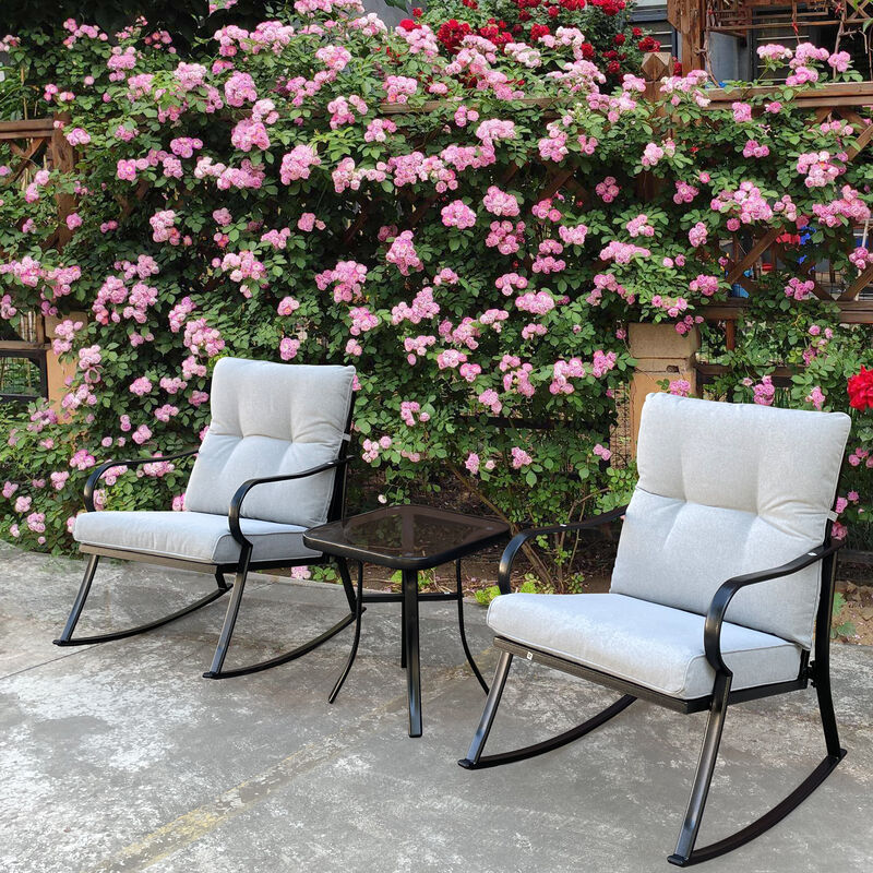 Rocker S Chair And Teapoy Offwhite