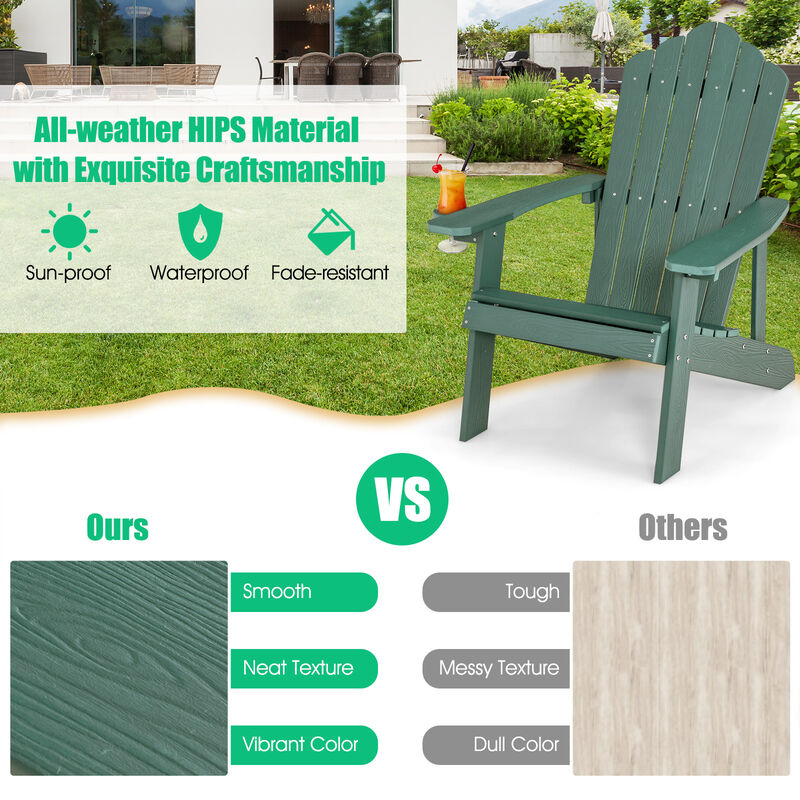 Weather Resistant HIPS Outdoor Adirondack Chair with Cup Holder