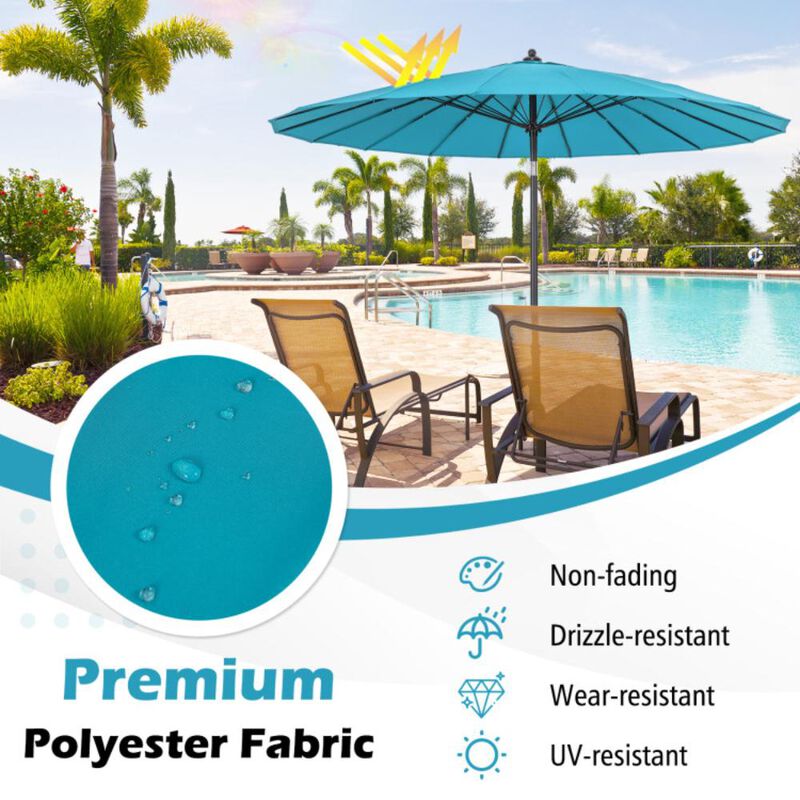 Hivvago 9 Feet Round Patio Umbrella with 18 Fiberglass Ribs