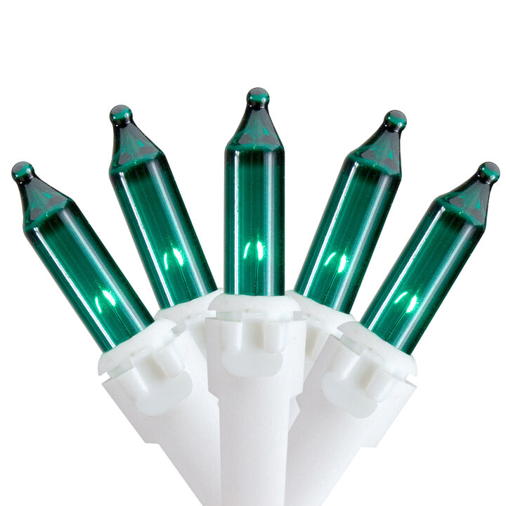 100 Count Teal Green Mini Christmas Lights - 35 ft White Wire