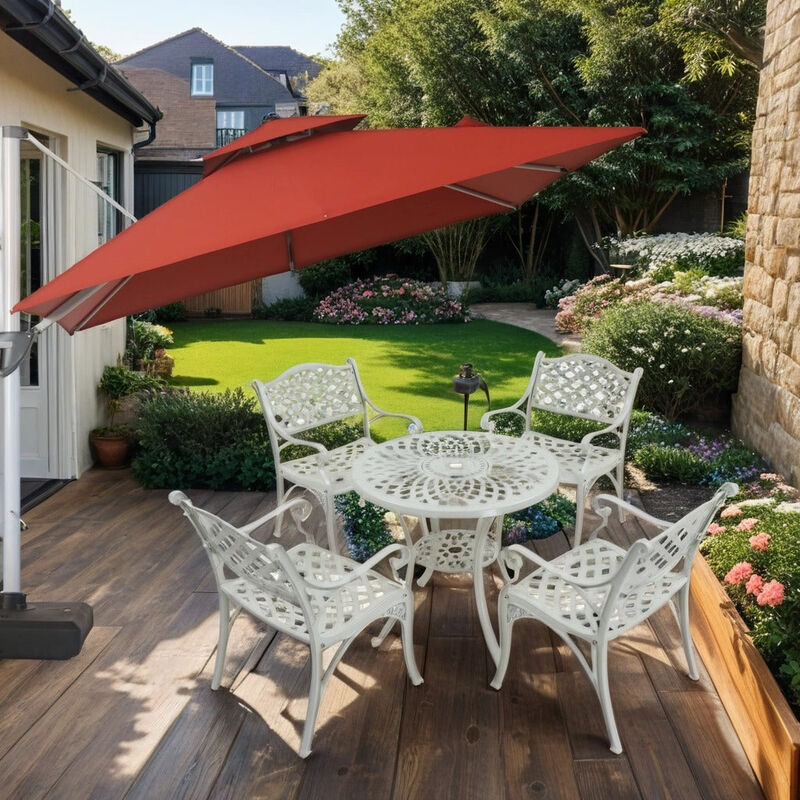 MOMDAWE Cast Aluminum Stationary Dining Chairs Hollow Oblique Grid Shape Chairs（Set of 2）