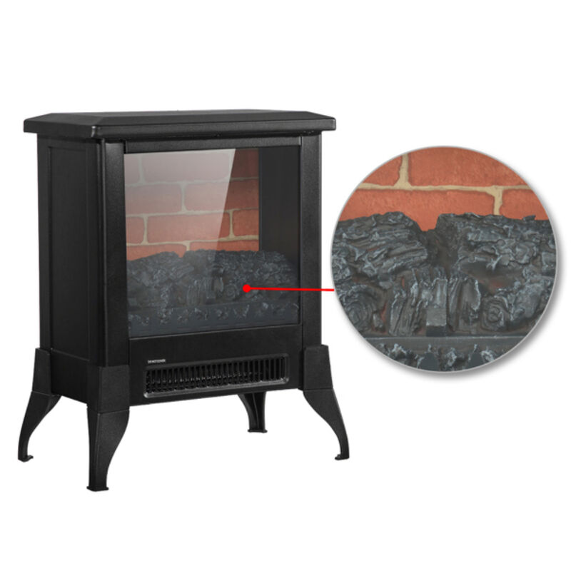 1400W Freestanding Electric Fireplace Heater with Flame and Temperature Control