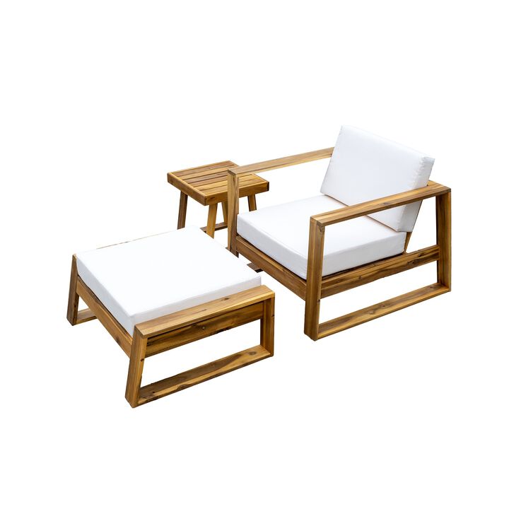 Merax Acacia Wood Outdoor Lounge Chair Seating Set