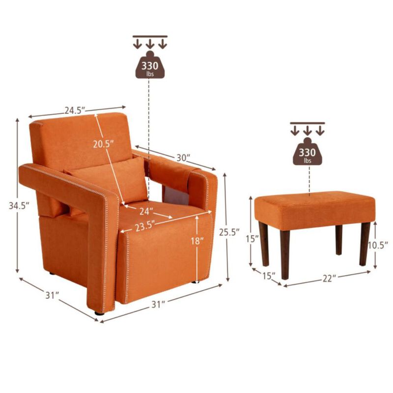 Hivvago Modern Berber Fleece Accent Chair with Ottoman and Waist Pillow for Living Room