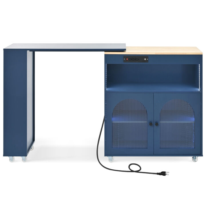 Merax European Rolling Kitchen Island With Extended Table