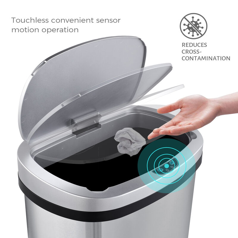 13 Gallon Stainless Steel Oval Trash Can