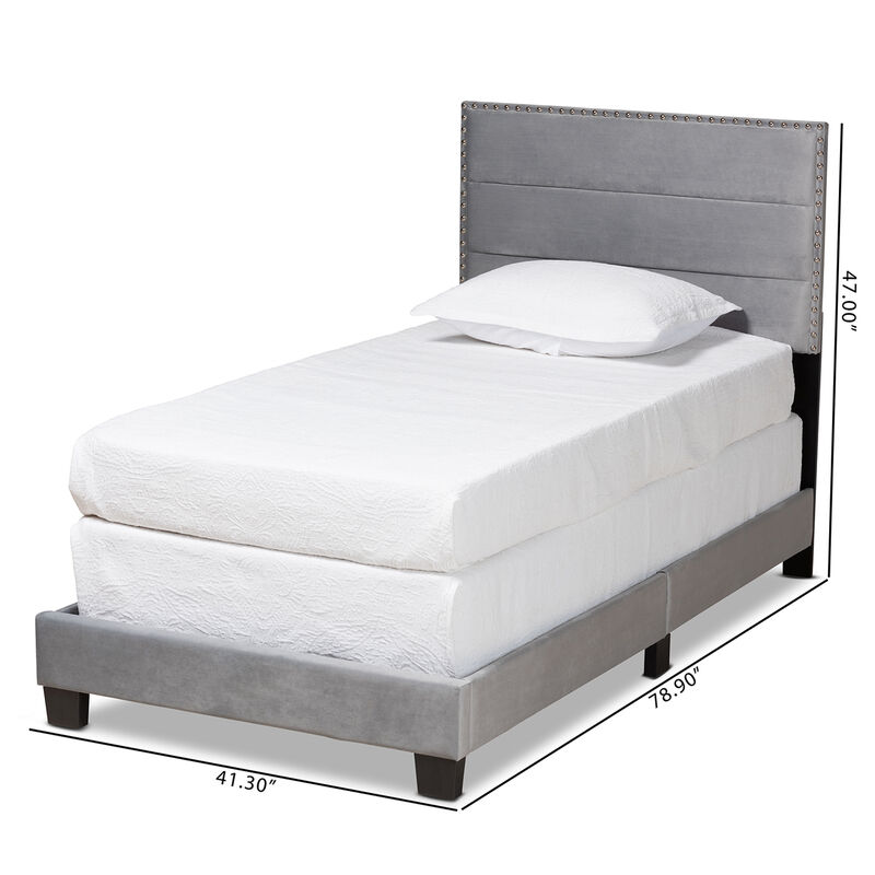 Baxton Studio Tamira Glam Navy Velvet Fabric Upholstered Twin Size Panel Bed
