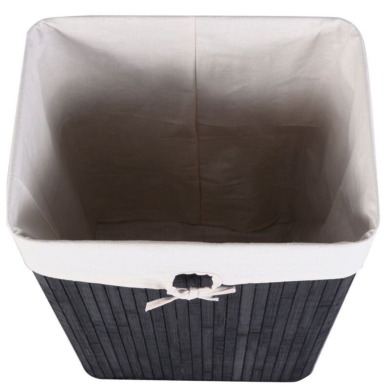 Rectangle Bamboo Hamper Laundry Basket Washing Cloth Bin Storage Bag Lid 3 color