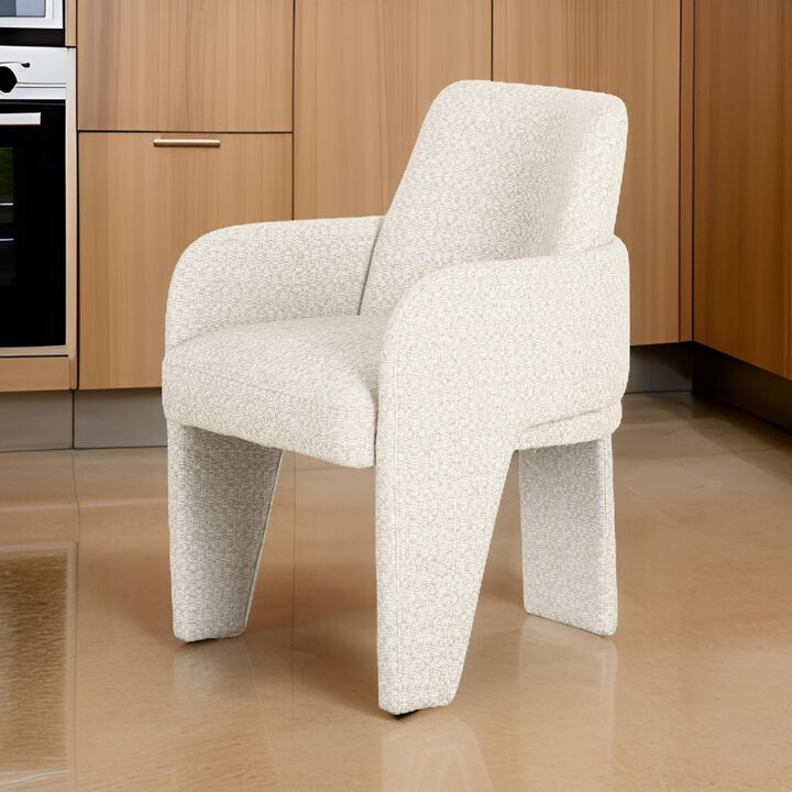 24 Inch Dining Chair, Windsor Back, 3 Panel Legs, Soft Beige Linen Fabric - Benzara