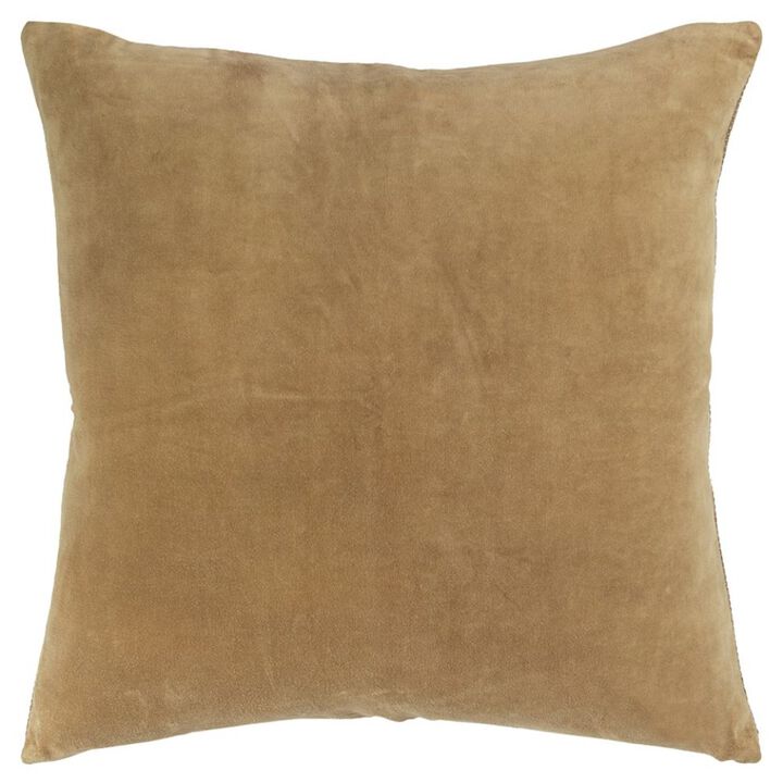 Hivvago Gold Solid Reversible Cotton Velvet Throw Pillow