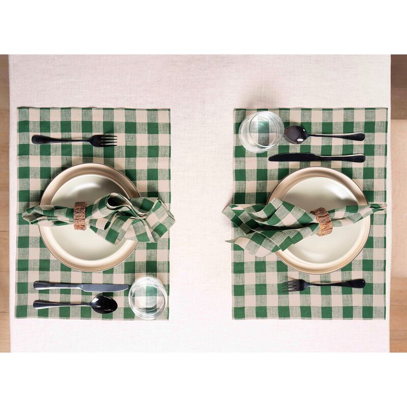 Solino Home 100% Pure Linen Cloth Napkins 20 x 20 Inch Set of 4 Dinner Napkins | Morgan Check