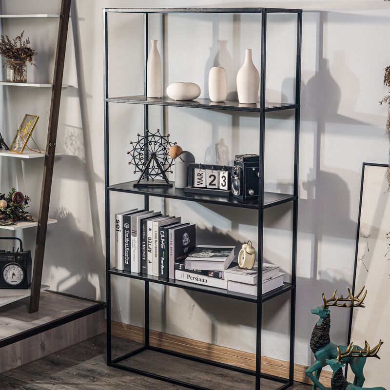 Industrial Bookshelf Storage with 4 Levels