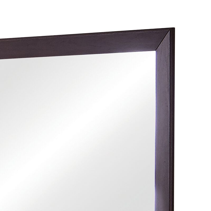 Mirror with Wooden Frame and Mounting Hardware, Espresso Brown-Benzara