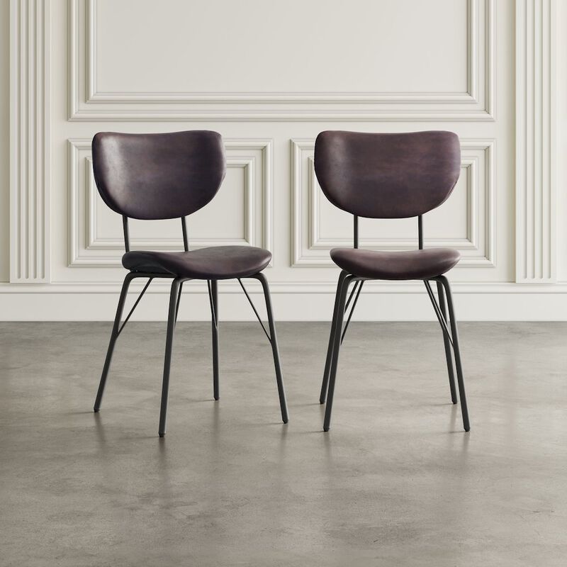 Jofran Modern Faux Leather Split-Back Upholstered Dining Chair (Set of 2)