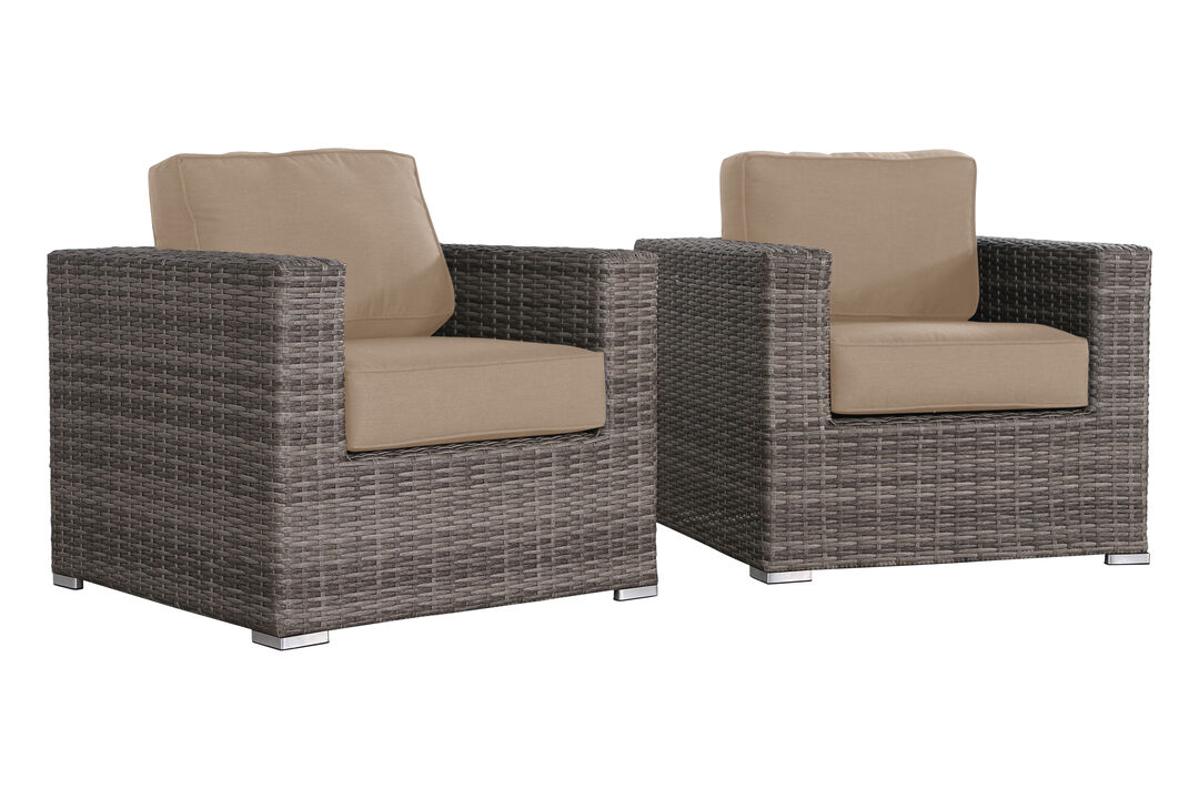 Living Source International Grade Club Fully Assembled Patio Chair with Sunbrella Cushions (Set of 2)Sunbrella Beige