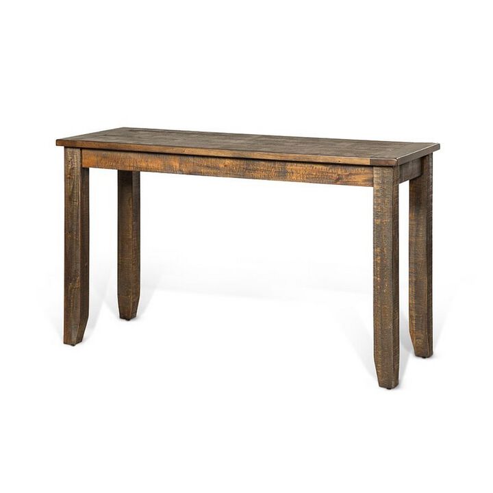 Flint Sofa Table, Dark Brown Mahogany Wood Frame, Rectangular 48 Inch - Benzara