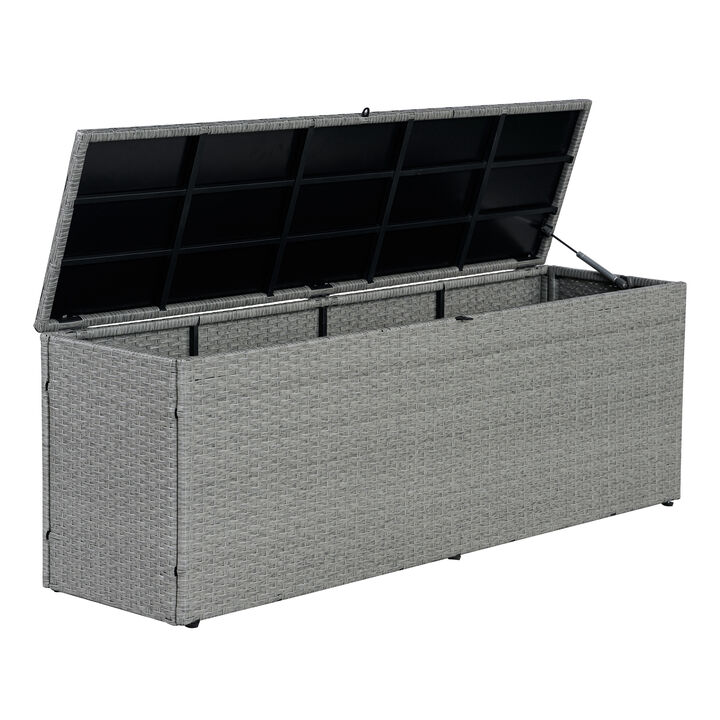 Nino Modern Minimalist Outdoor Faux Wicker Deck and Patio Storage Box