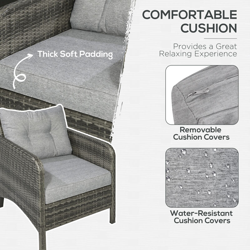 5 PC Outdoor Patio Conversation Chaise Lounge Chair w/ Coffee Table, Blue