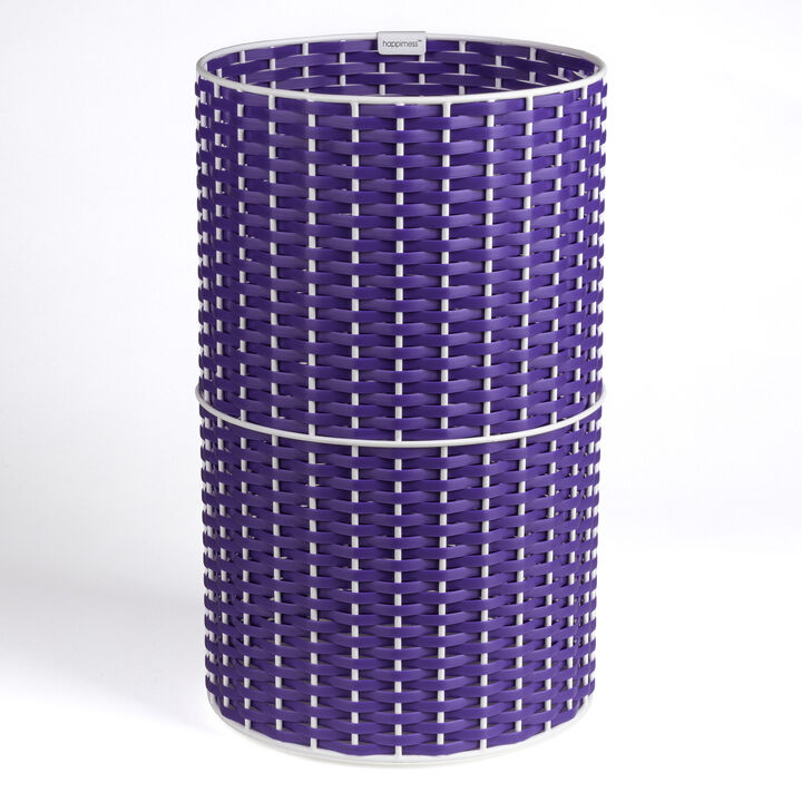 Cecil Modern Faux Wicker Cylinder Waste Basket