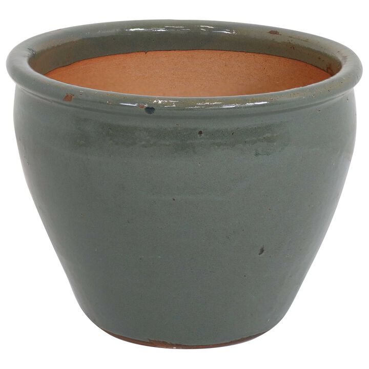Sunnydaze 15 in Chalet High-Fired Glazed Ceramic Planter