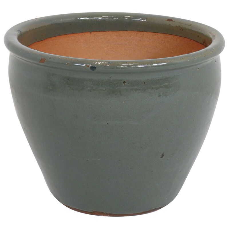 Sunnydaze 15 in Chalet High-Fired Glazed Ceramic Planter