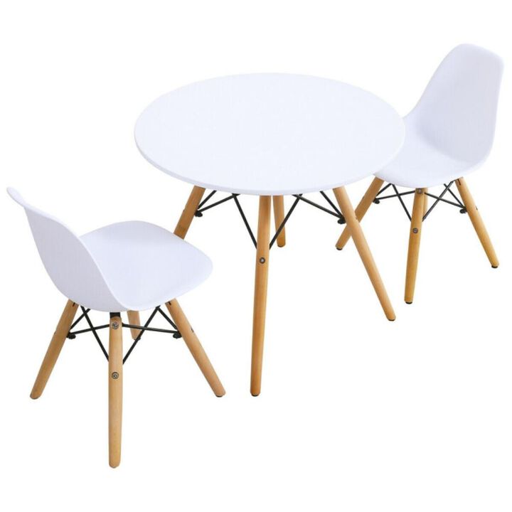 Hivvago Kid's Modern Dining Table Set with 2 Armless Chairs