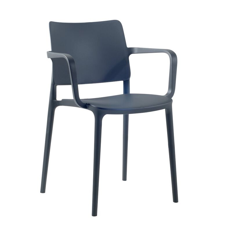 Omax Decor Cleo Arm Resin Patio Dining Chair in Anthracite Black - (Set of 2)