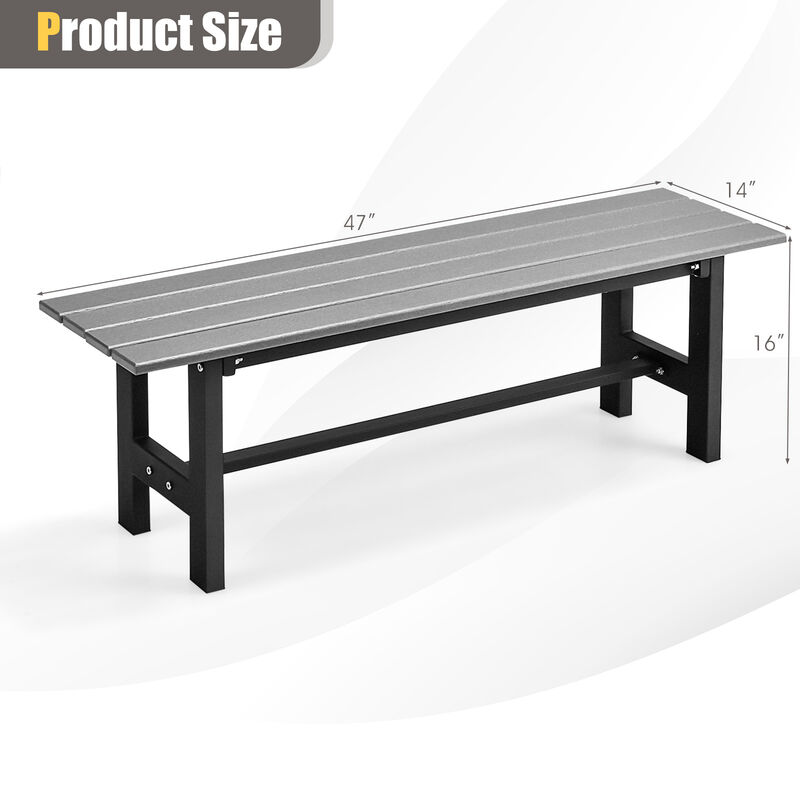 47" Outdoor Chair with Slatted Seat Plastic Coated Iron Frame