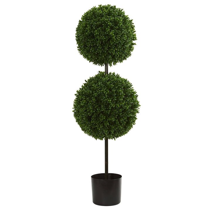 Nearly Natural 3.5-in Boxwood Double Ball Topiary UV Res (Indoor/Outdoor)