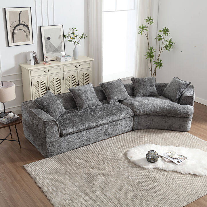 Merax 3-Seater Boucle Sofa with 5 Pillows