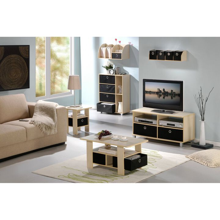 FurinnoFurinno Andrey End Table / Side Table / Night Stand / Bedside Table with Bin Drawer, Dark Brown/Black, 1-Pack, Center Bin