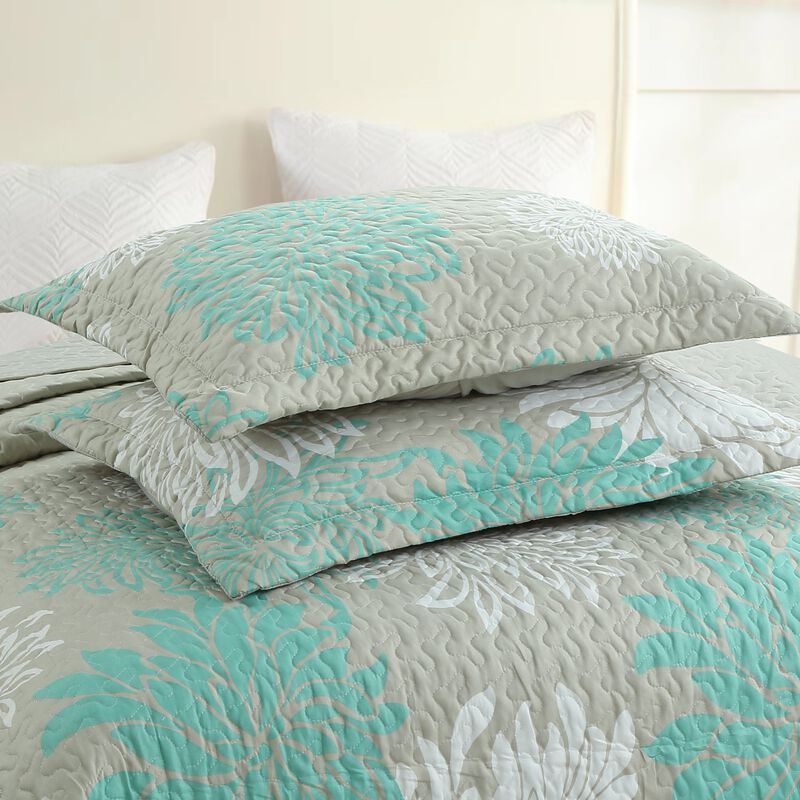 Marcielo 3 Piece Chrysanthemum Pattern Quilt Set Lightweight Bedspread Set Queen