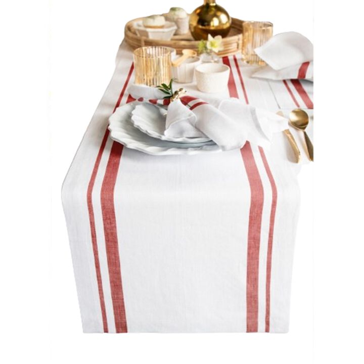 Solino Home 100% Pure Linen Table Runner | French Stripe