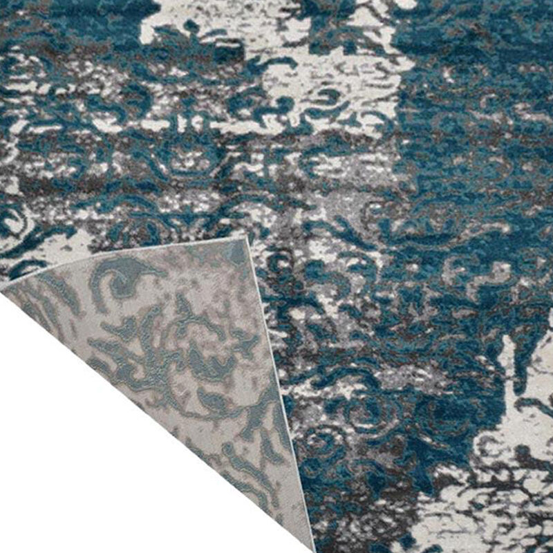 RUGSOTIC CARPETS MACHINE MADE HEATSET POLYPROPYLENE AREA RUGS  - 9'x12', Rectangle Shape, Silver Blue Color, Abstract Modern Design, Midium Pile Machine Made Area Rugs (MX0017)