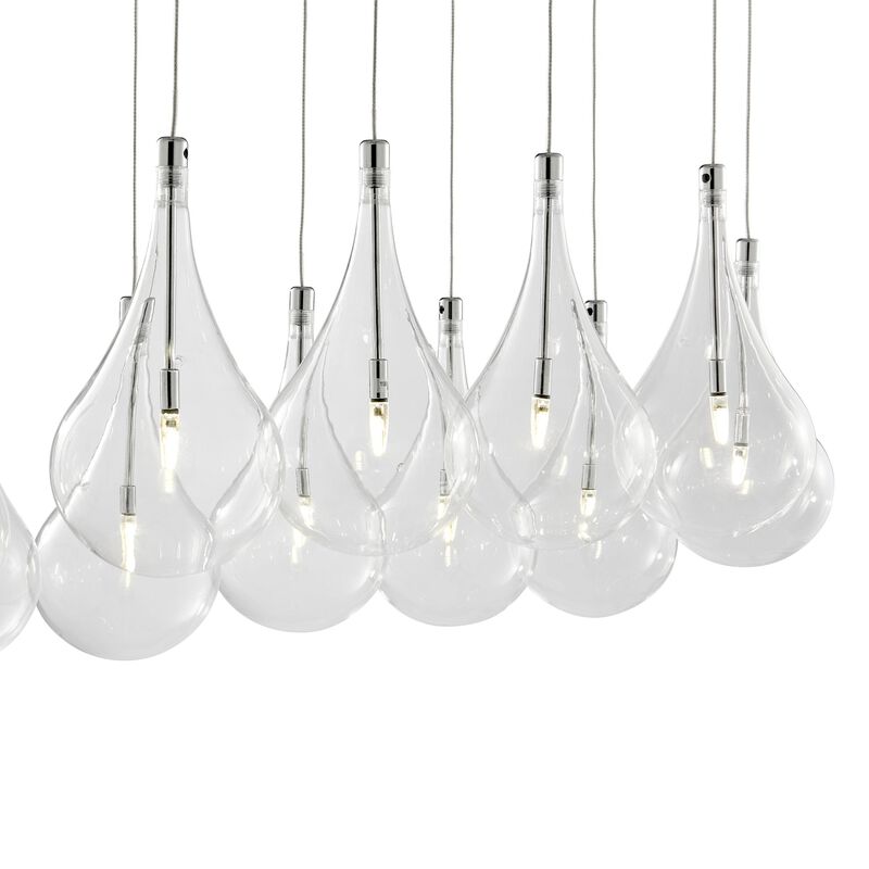 Clear Globes Chandelier Chrome Metal and Glass 14 LED Lights