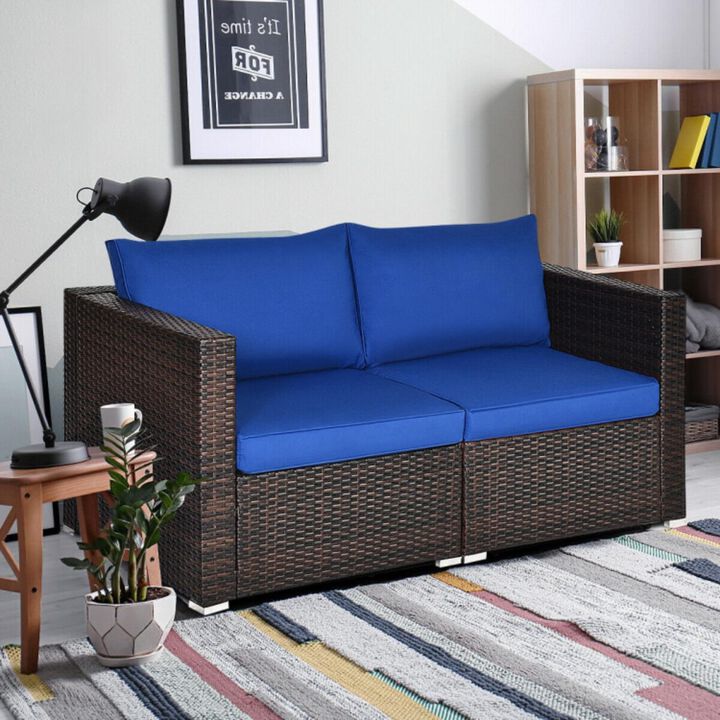 Hivvago 2PCS Patio Rattan Sectional Conversation Sofa Set