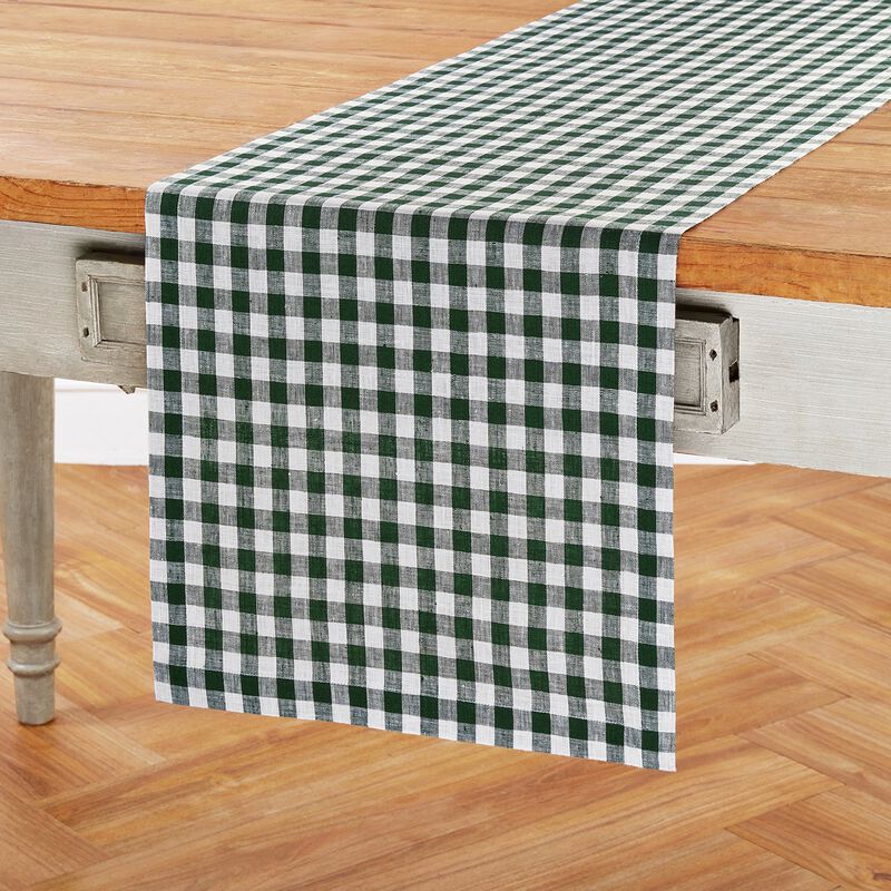 Solino Home 100% Pure Linen Table Runner | Gingham Check