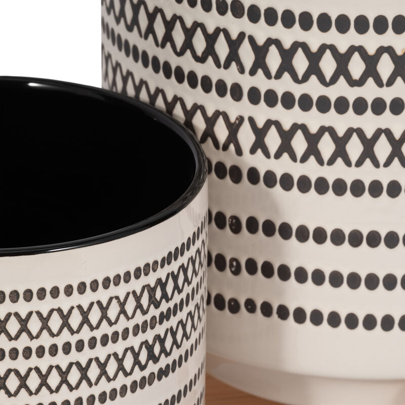 Aztec Planter with Wood Stand, Gray