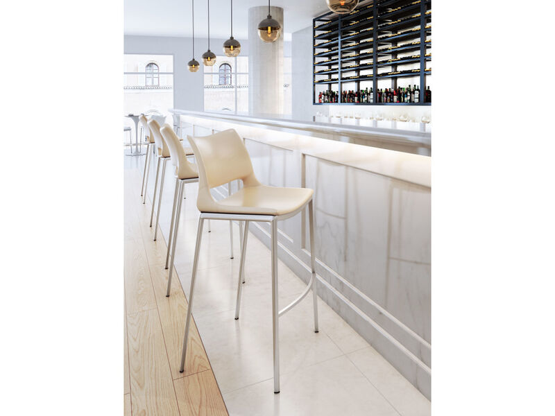 Ace Barstool (Set of 2) Light Pink & Silver