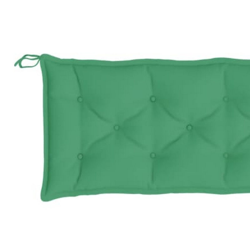 Claire Outdoor Cushion for Bench, Tufted Green Oxford Fabric, 79 Inch - Benzara