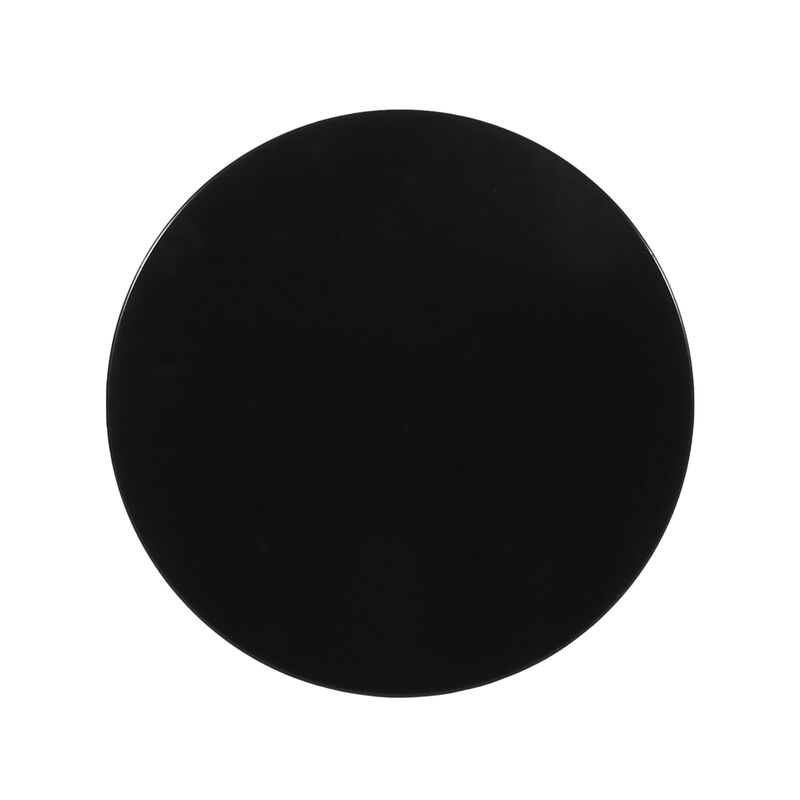 Kemo Outdoor End Table, Round 14 Inch, Cutout Design, Black Iron Frame - Benzara