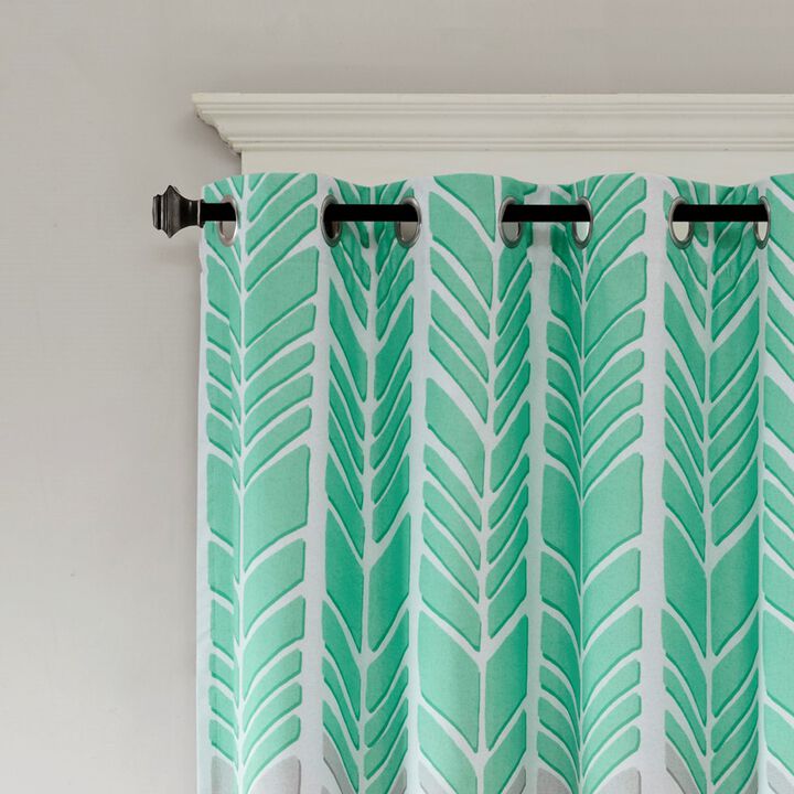 Aqua Geometric Printed Blackout Window Panel, Belen Kox