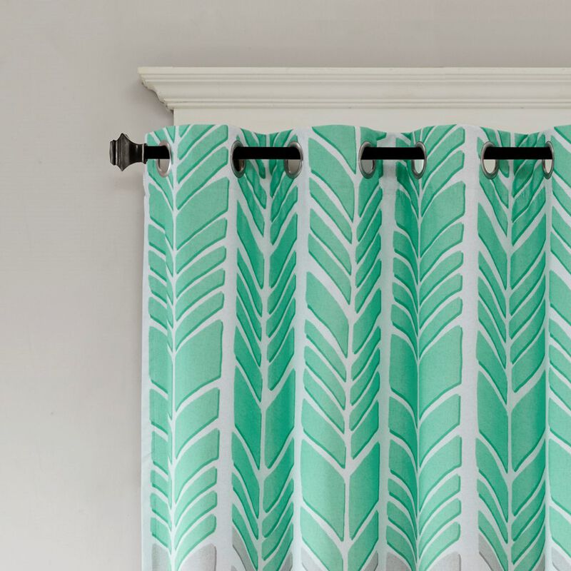 Aqua Geometric Printed Blackout Window Panel, Belen Kox