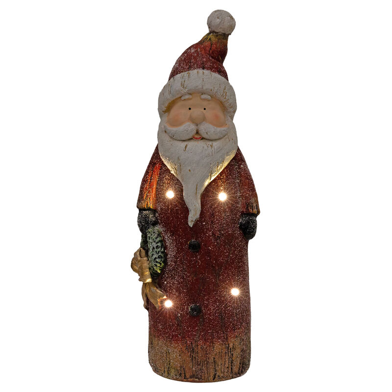 Sunnydaze Rustic Santa Indoor Pre-Lit LED Christmas Statue - 24 in
