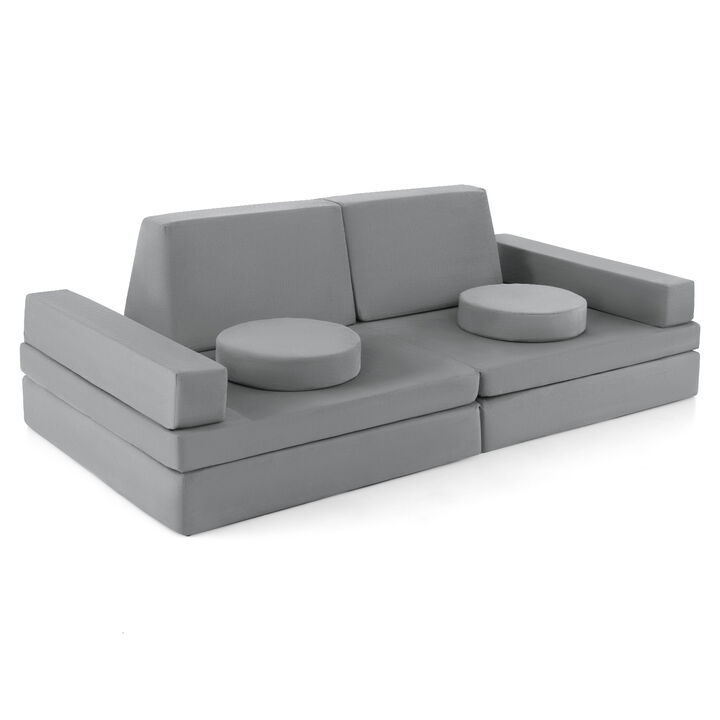 10-Piece Kids Play Couch Sofa with Portable Handle for Fun and Flexible Playtime Seating