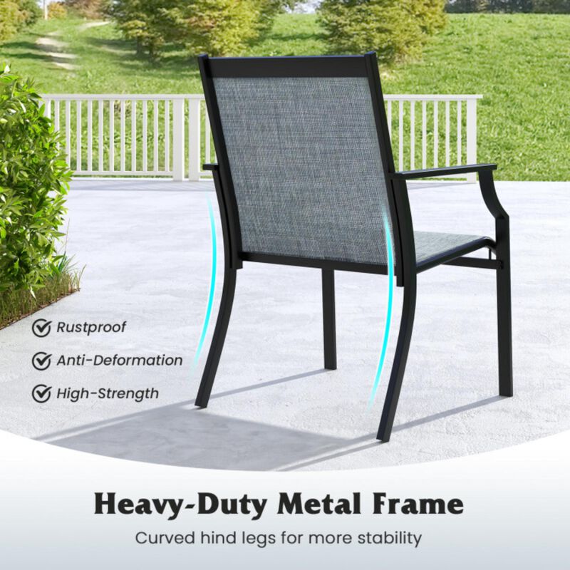 Hivvago 4 Piece Patio Dining Chairs Large Outdoor Chairs with Breathable Seat and Metal Frame