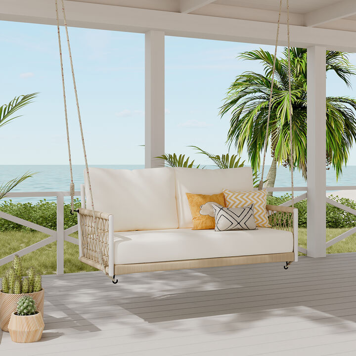 Merax Woven Rope Outdoor Swing Sofa