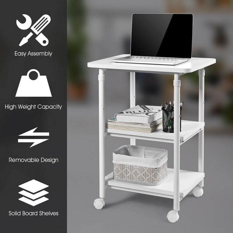 3-tier Adjustable Printer Stand with 360� Swivel Casters